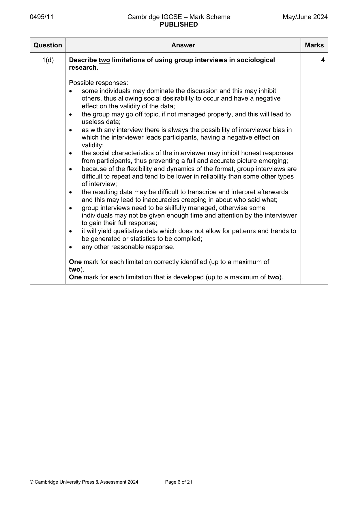 Mark scheme, page 6 of 21
