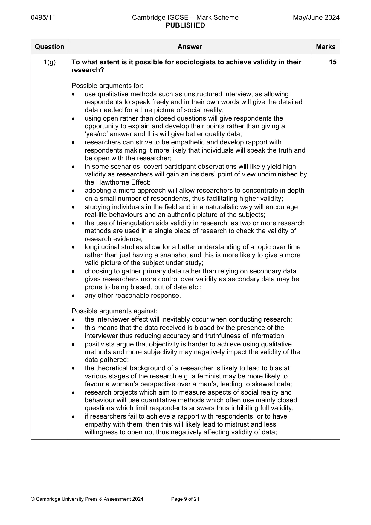 Mark scheme, page 9 of 21