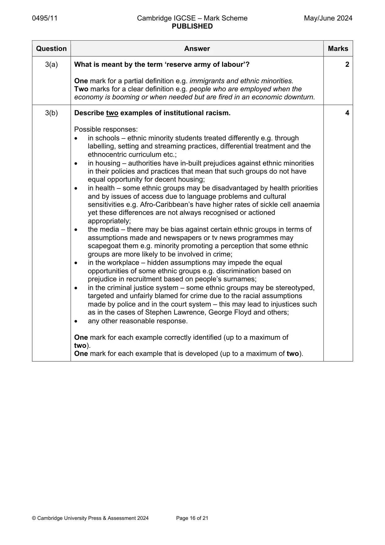 Mark scheme, page 16 of 21