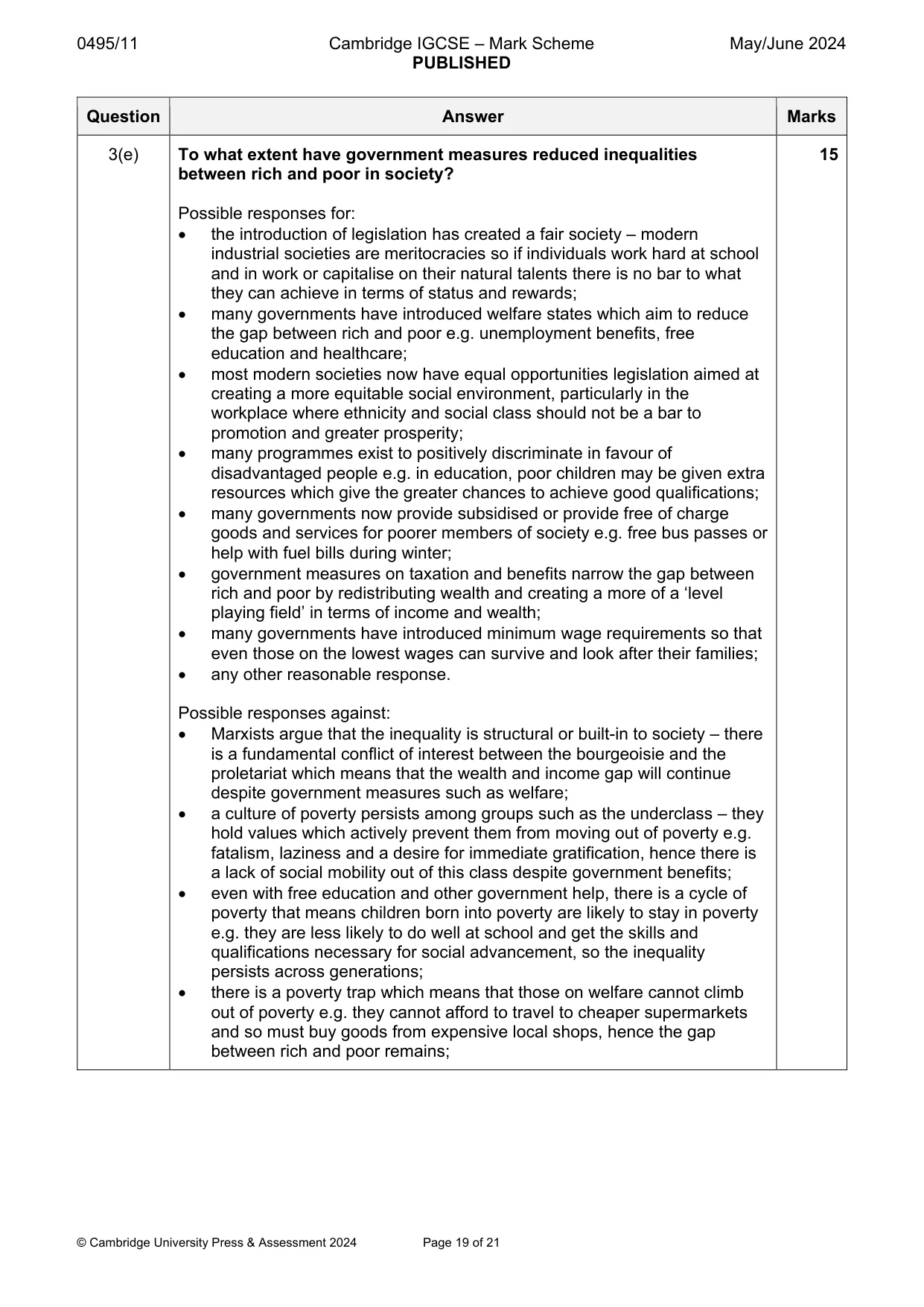 Mark scheme, page 19 of 21