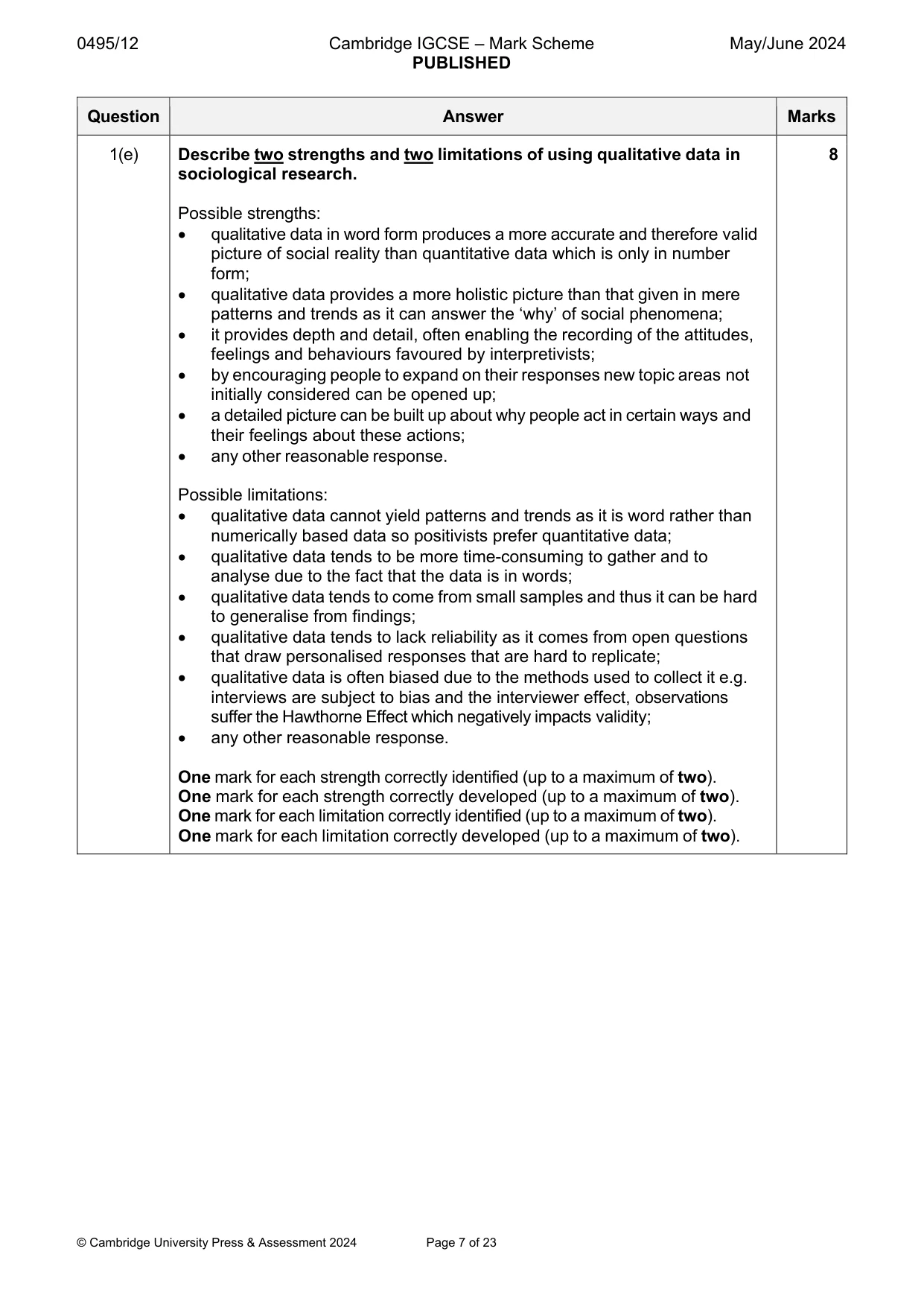 Mark scheme, page 7 of 23