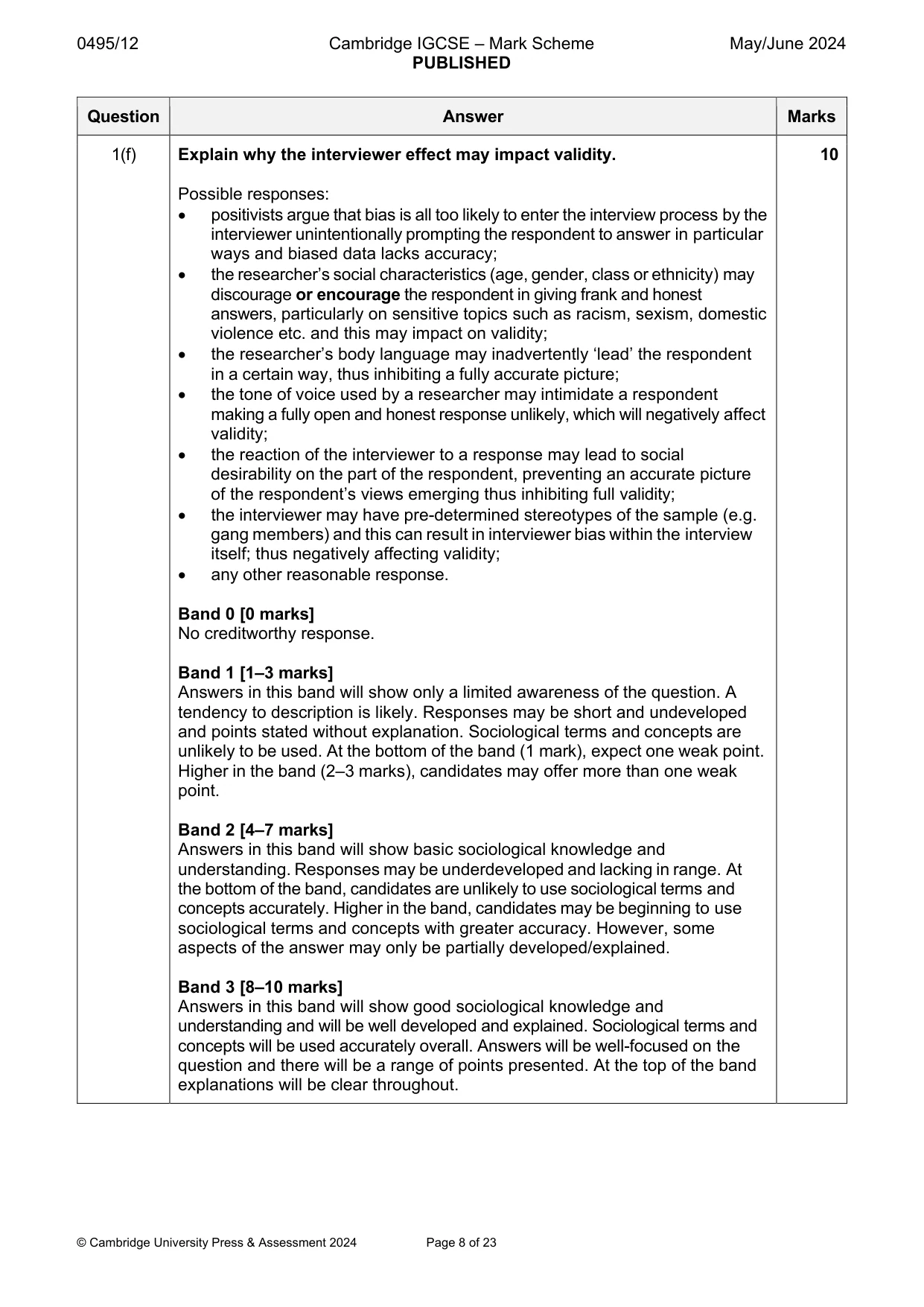 Mark scheme, page 8 of 23