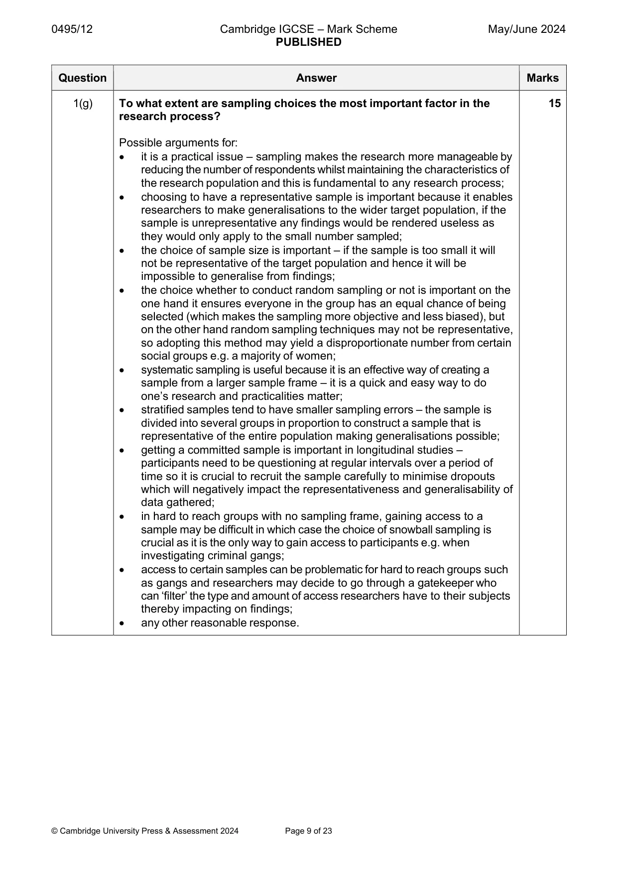 Mark scheme, page 9 of 23