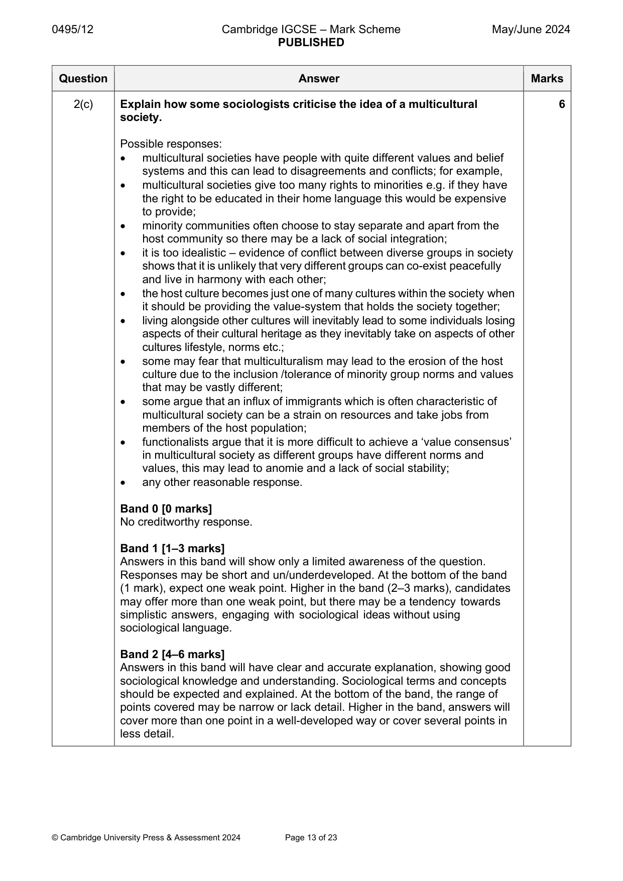 Mark scheme, page 13 of 23