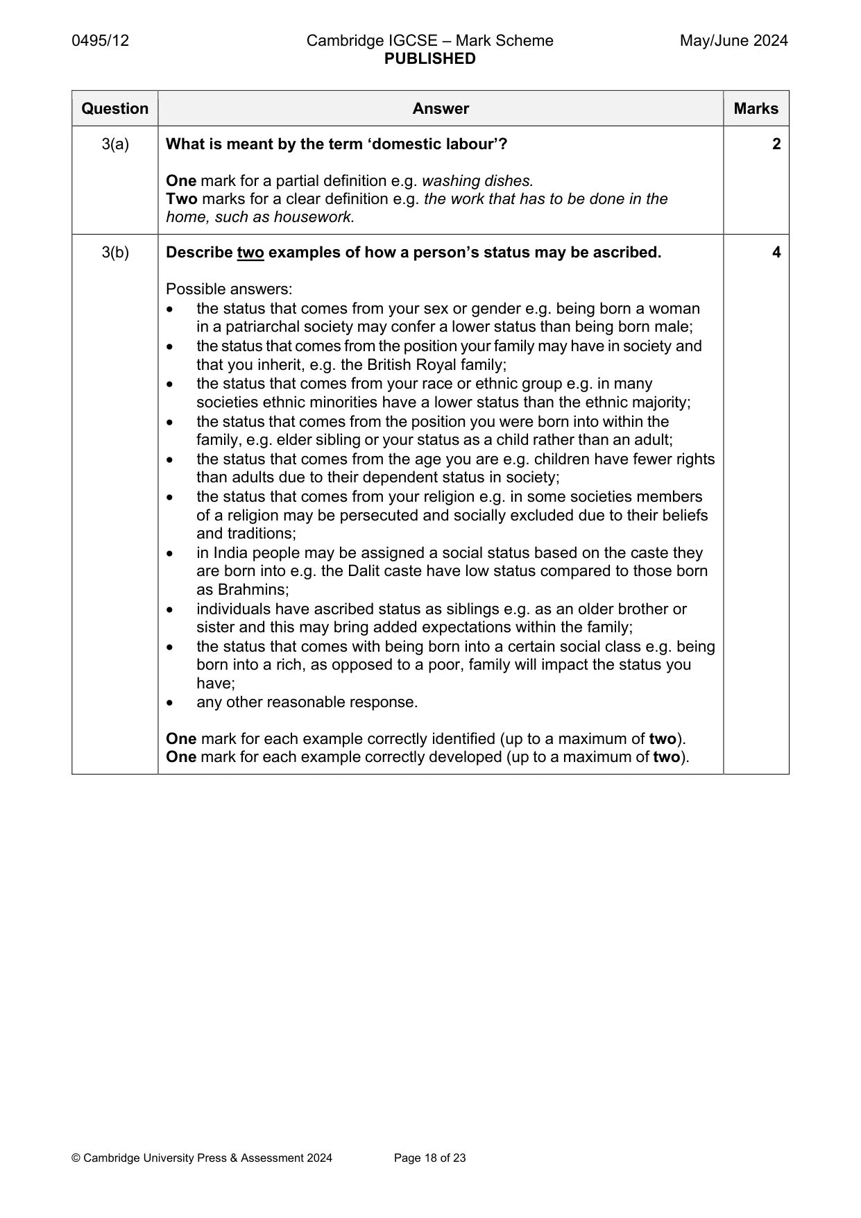 Mark scheme, page 18 of 23