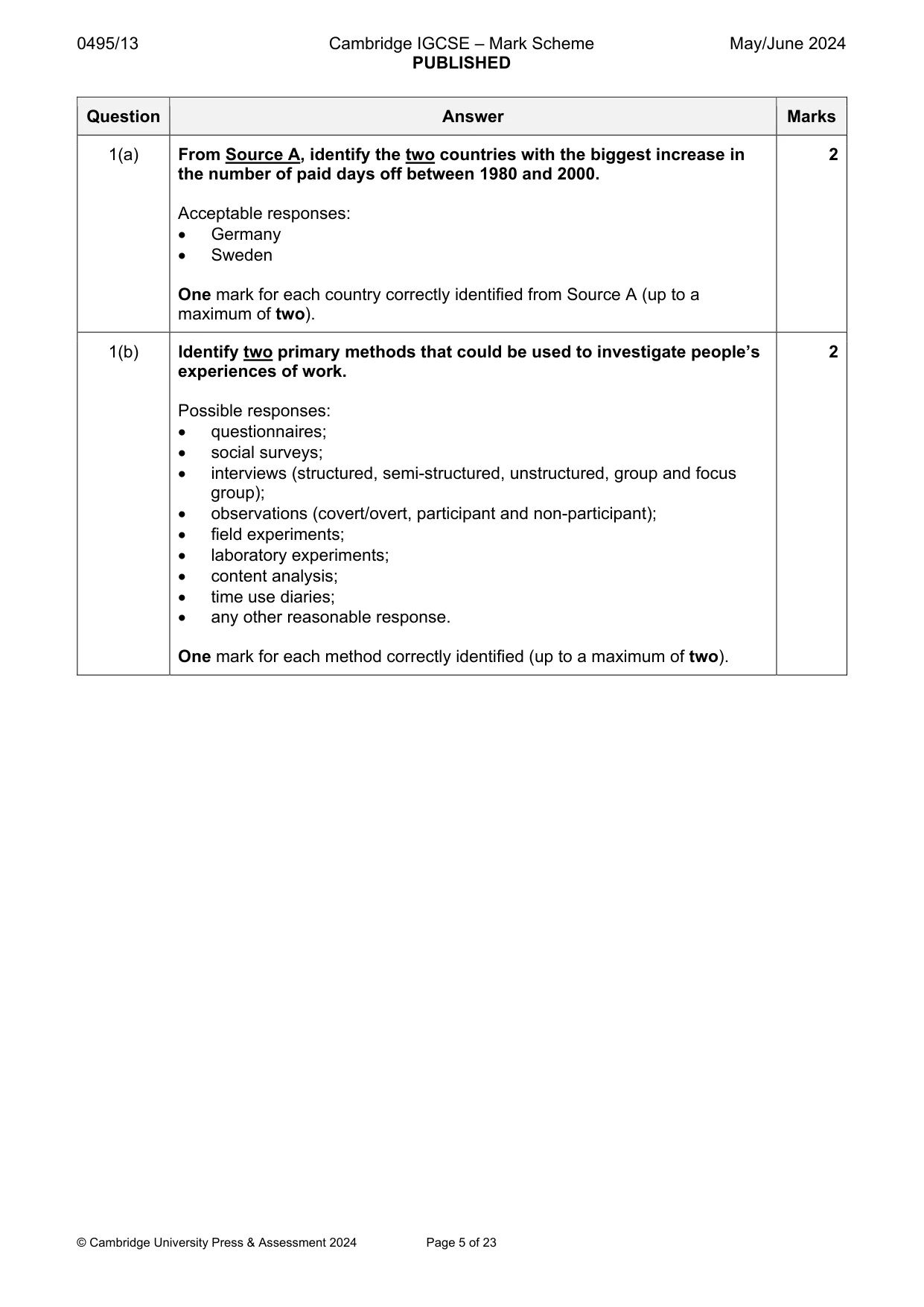 Mark scheme, page 5 of 23