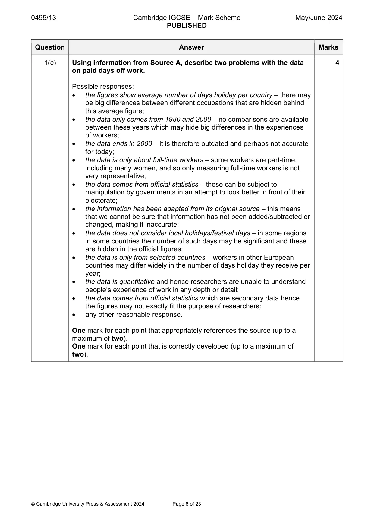 Mark scheme, page 6 of 23
