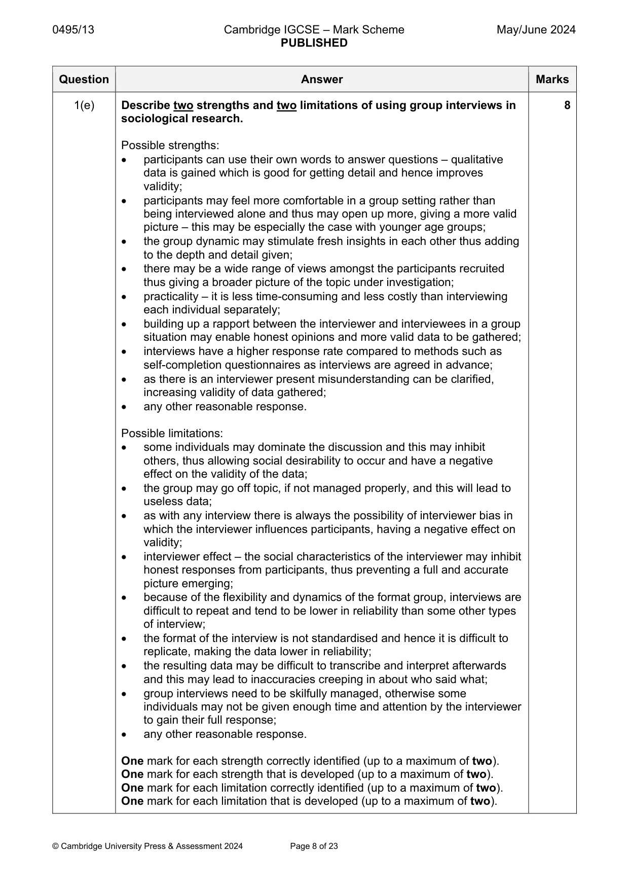 Mark scheme, page 8 of 23