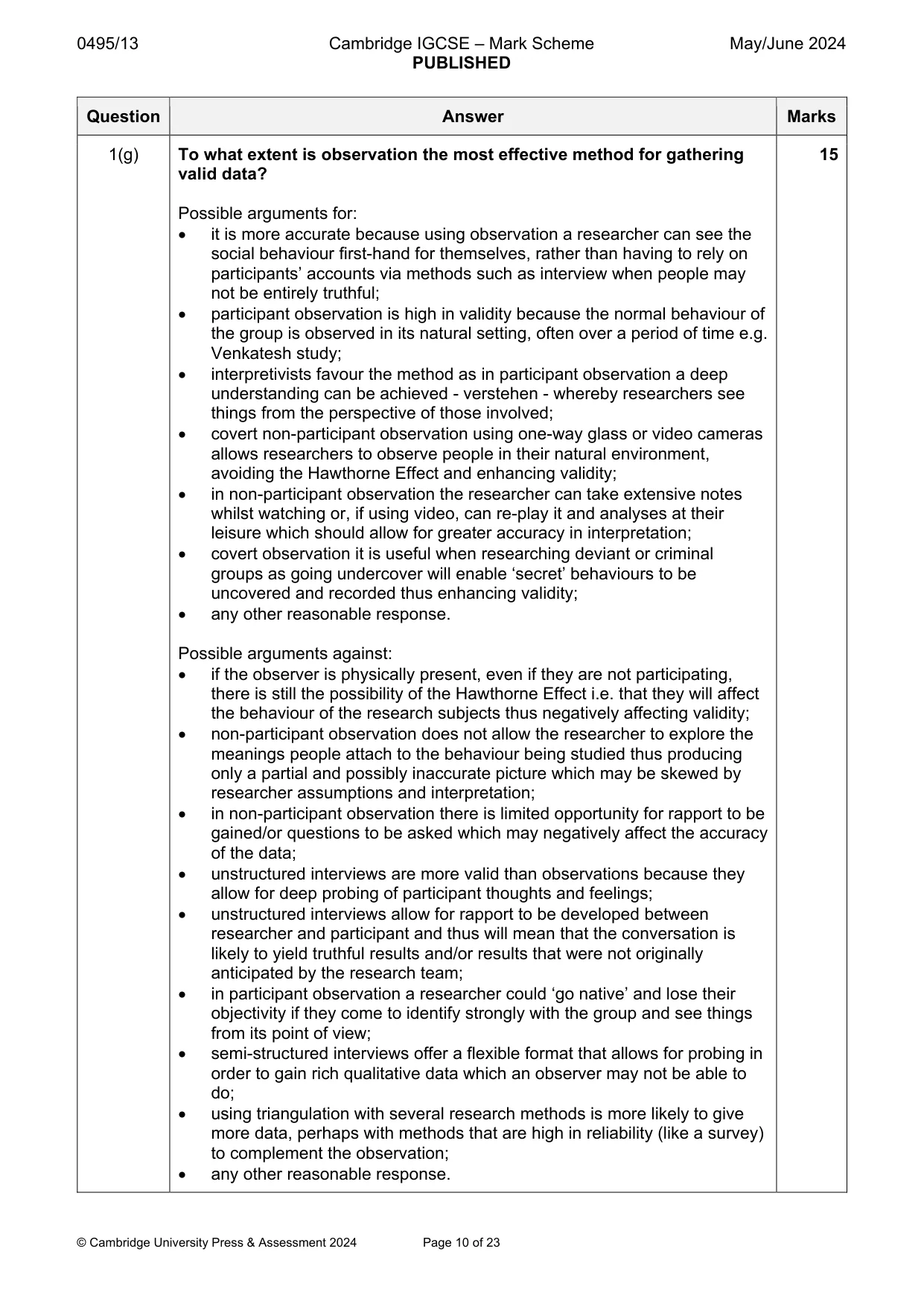 Mark scheme, page 10 of 23