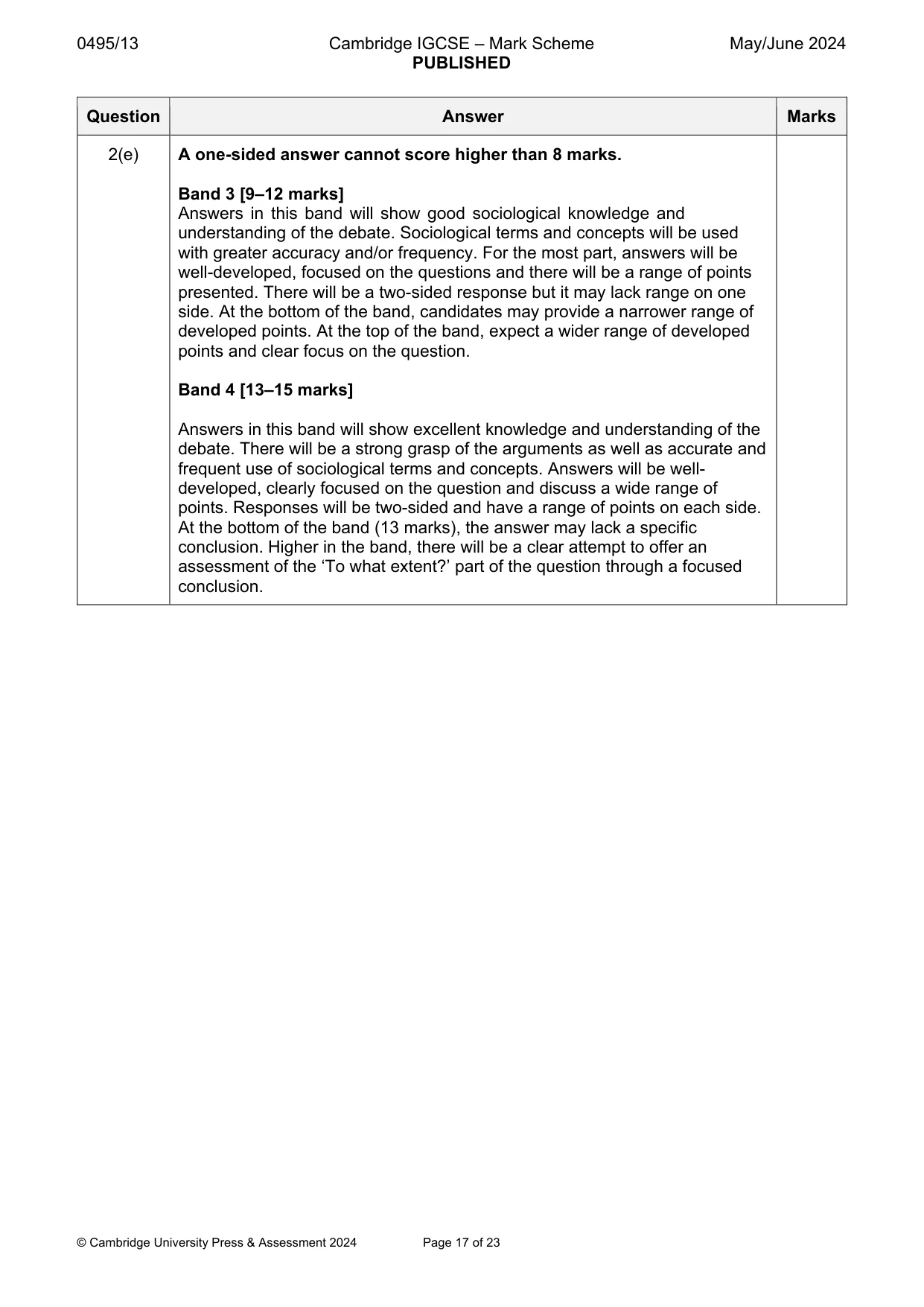 Mark scheme, page 17 of 23