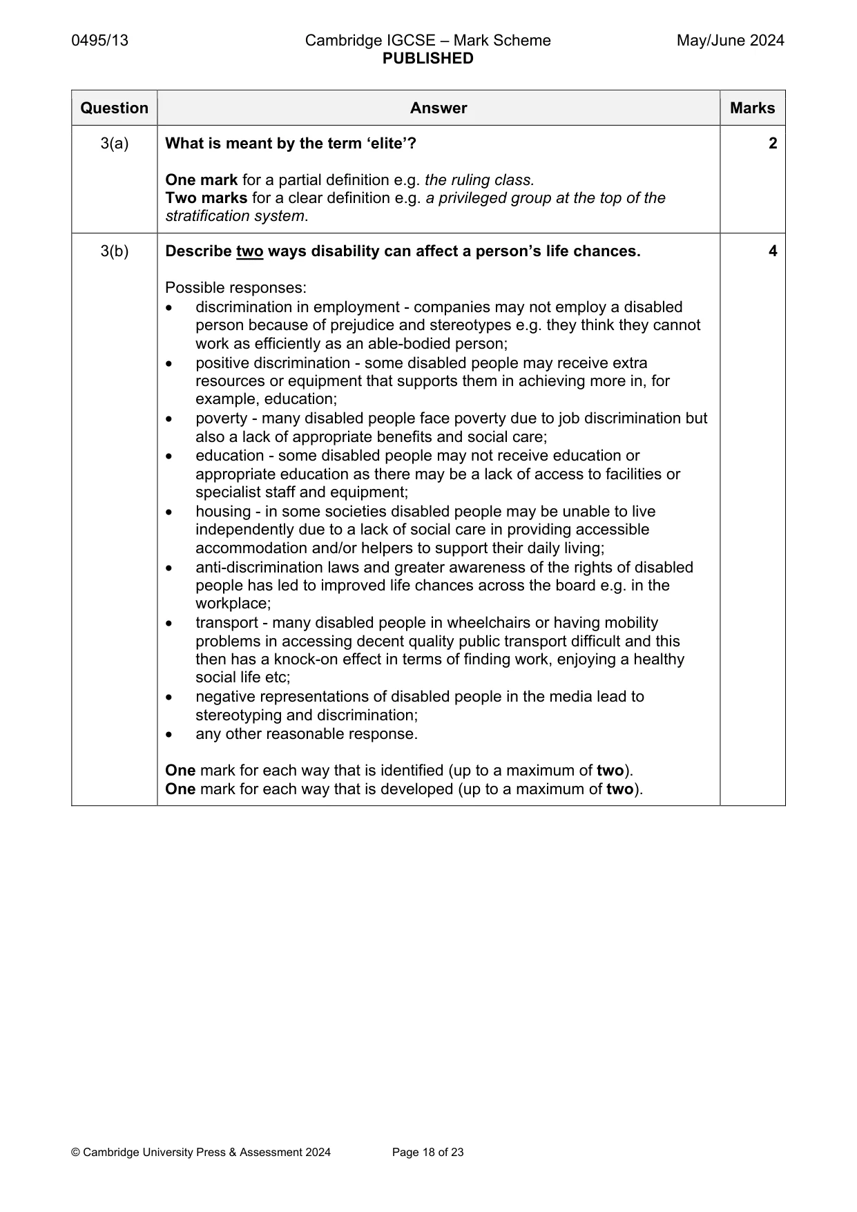 Mark scheme, page 18 of 23