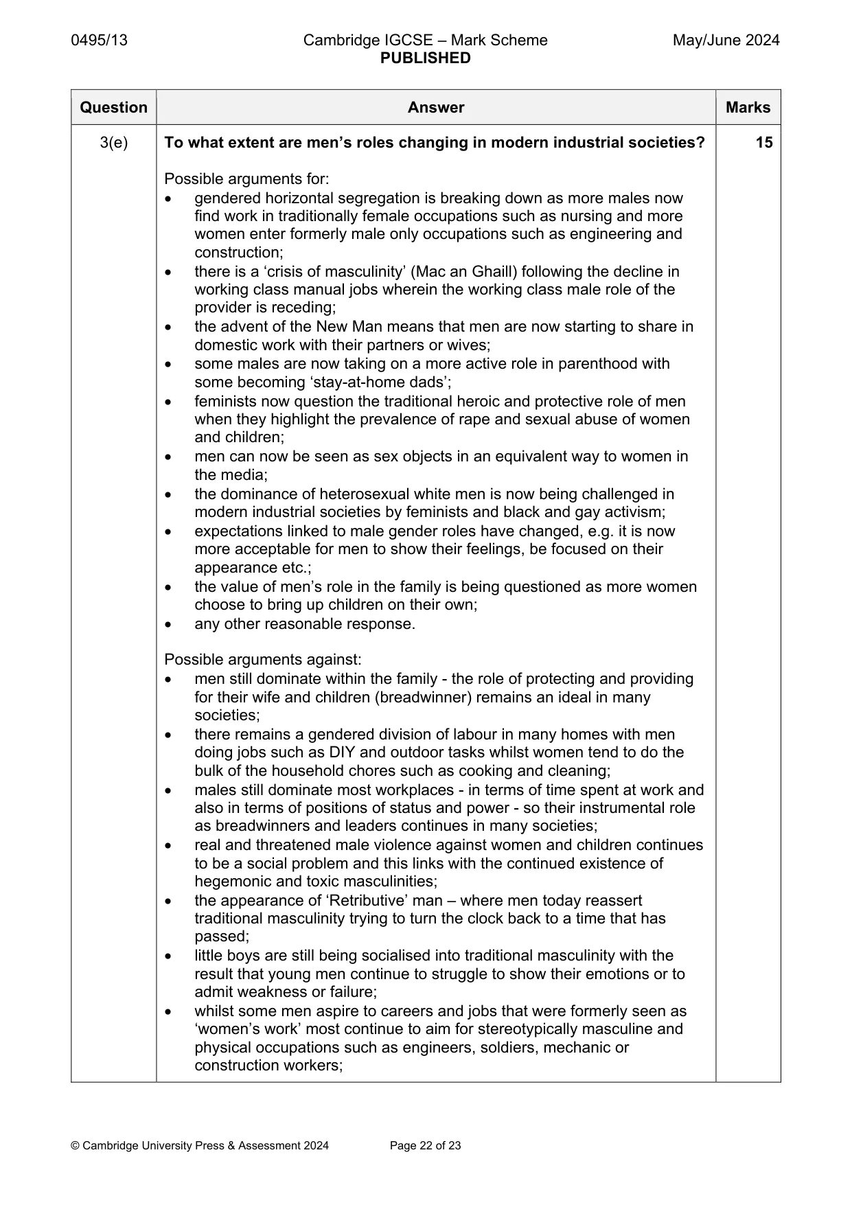 Mark scheme, page 22 of 23