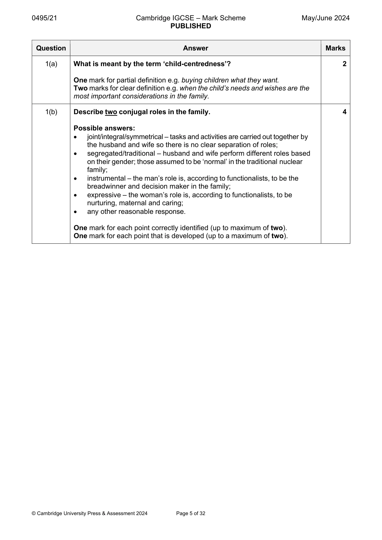 Mark scheme, page 5 of 32