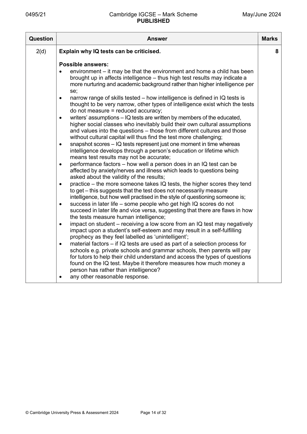 Mark scheme, page 14 of 32