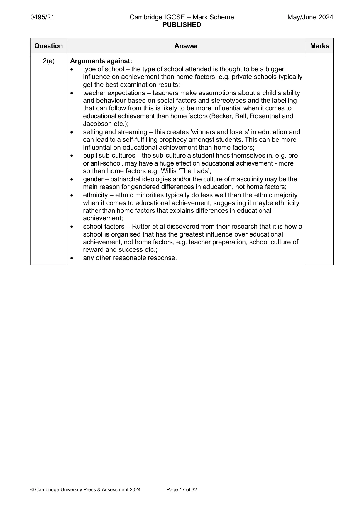 Mark scheme, page 17 of 32