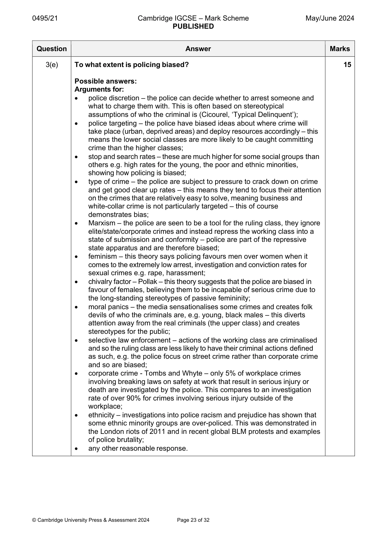 Mark scheme, page 23 of 32