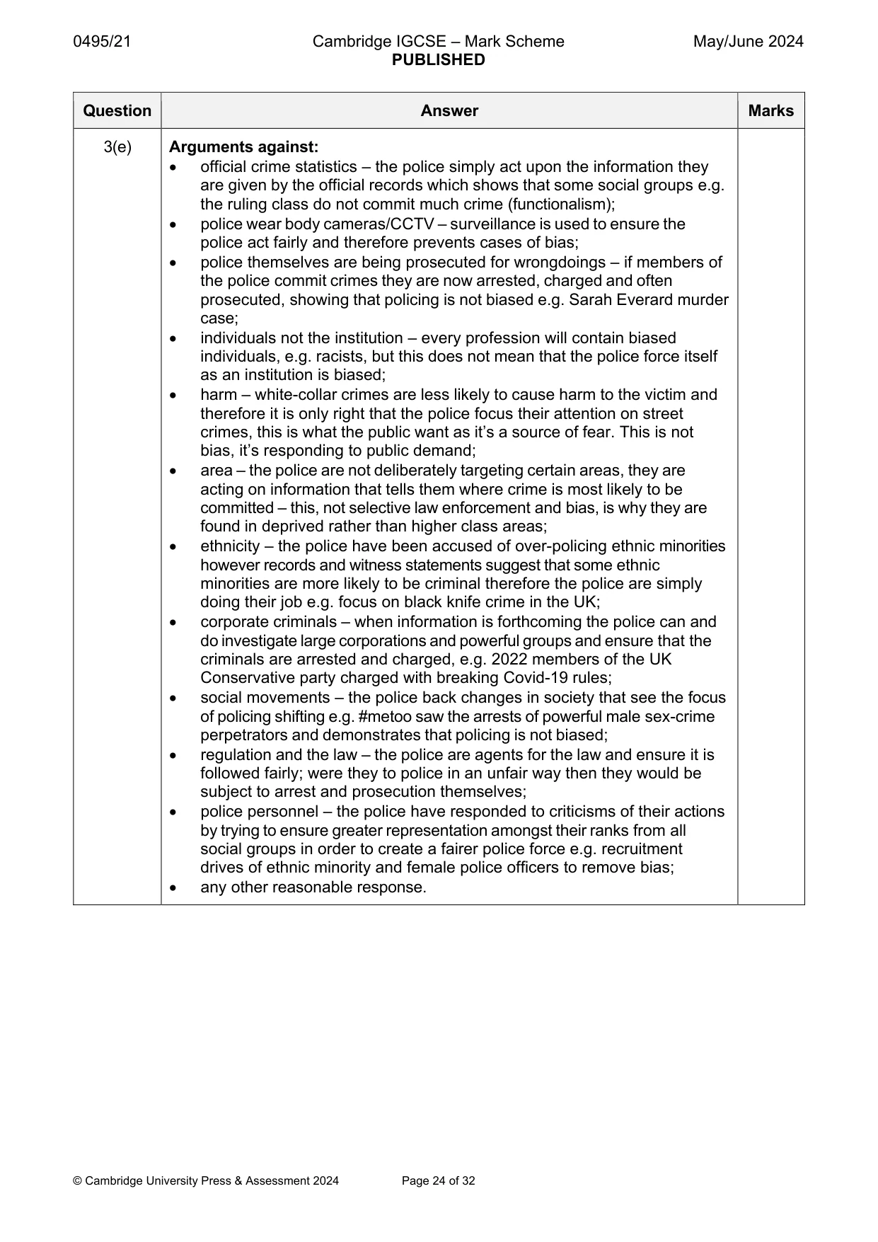 Mark scheme, page 24 of 32