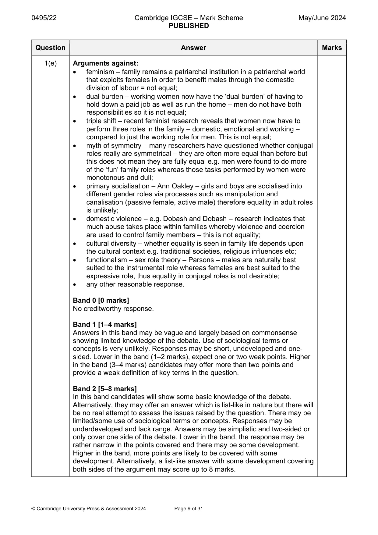 Mark scheme, page 9 of 31
