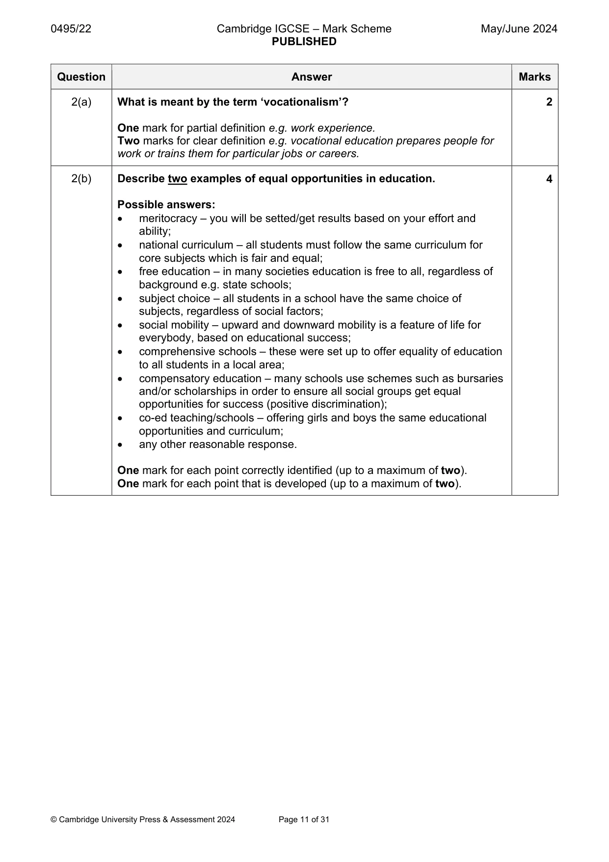 Mark scheme, page 11 of 31