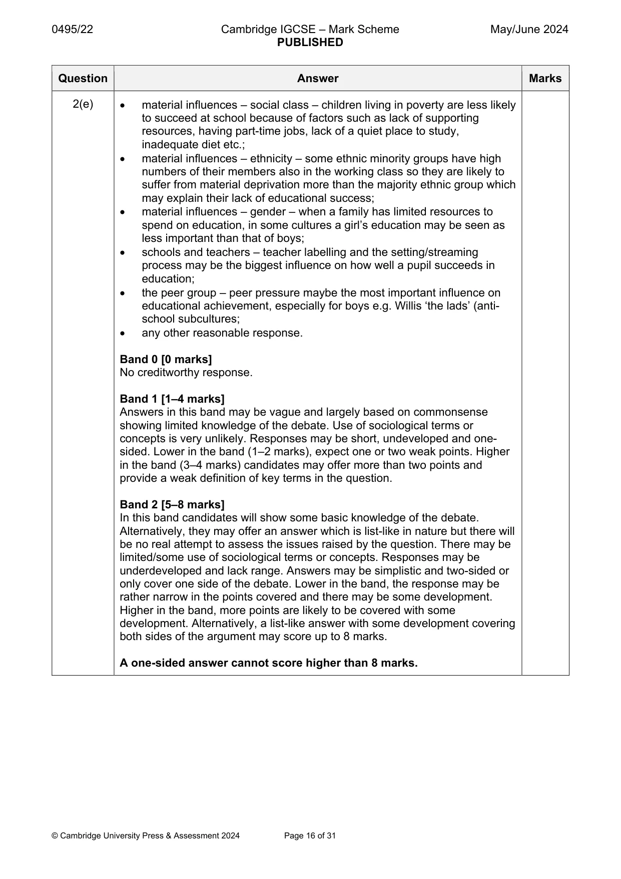 Mark scheme, page 16 of 31