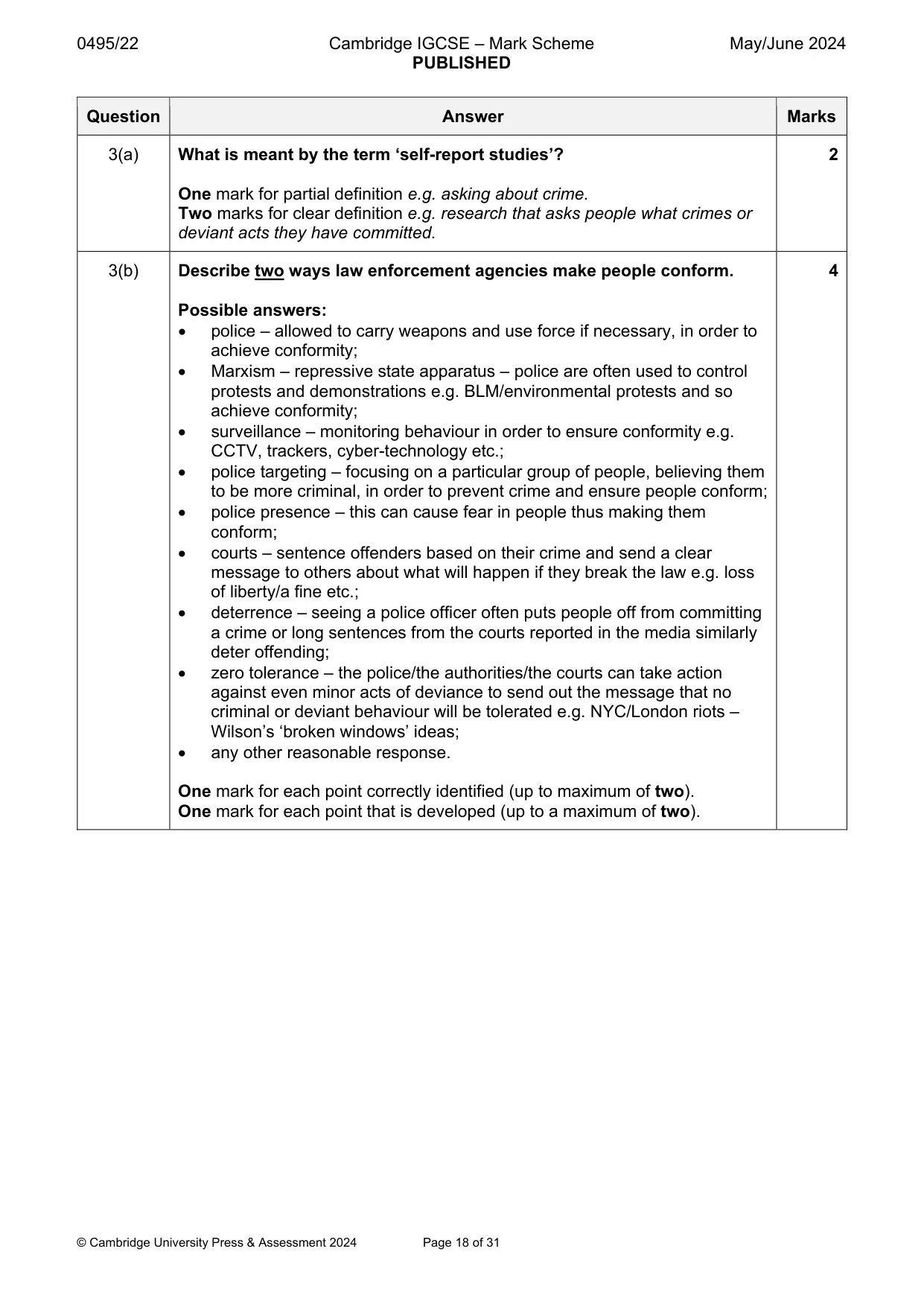 Mark scheme, page 18 of 31