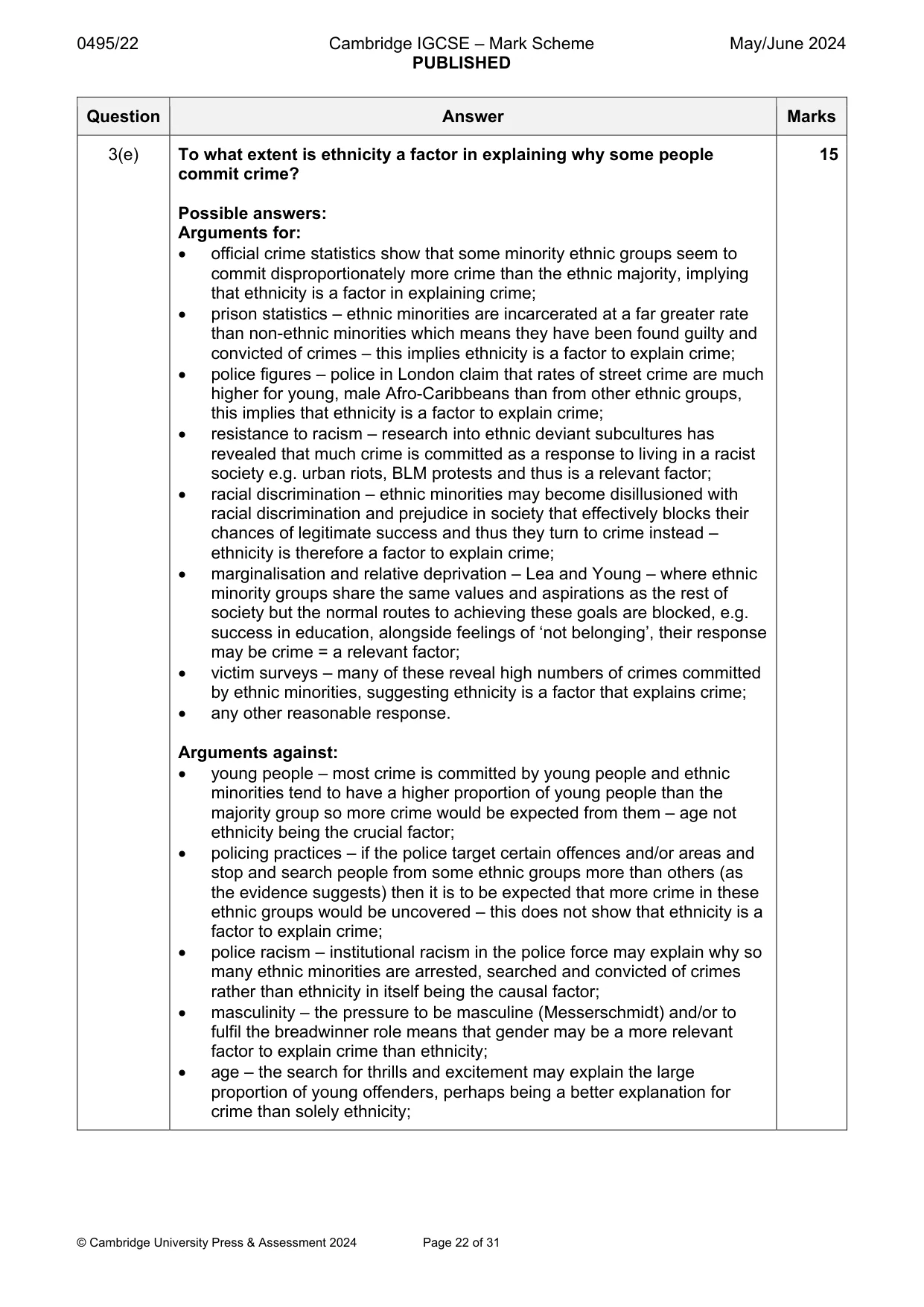 Mark scheme, page 22 of 31