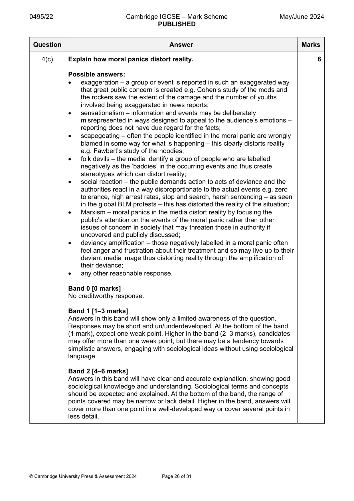 Mark scheme, page 26 of 31