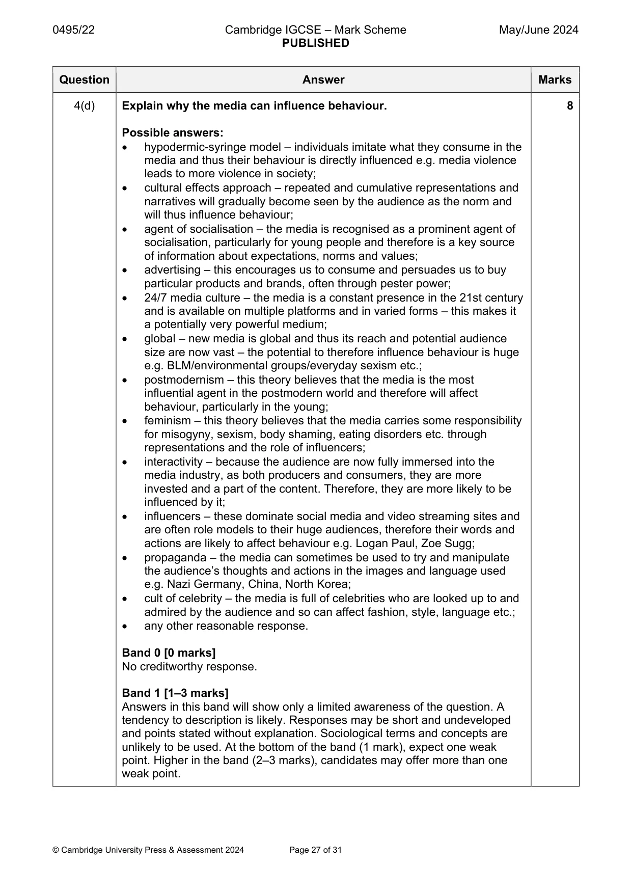 Mark scheme, page 27 of 31