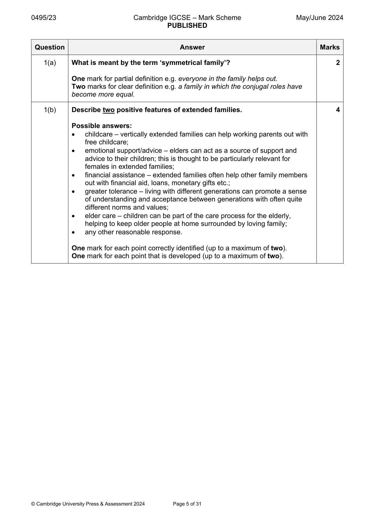 Mark scheme, page 5 of 31