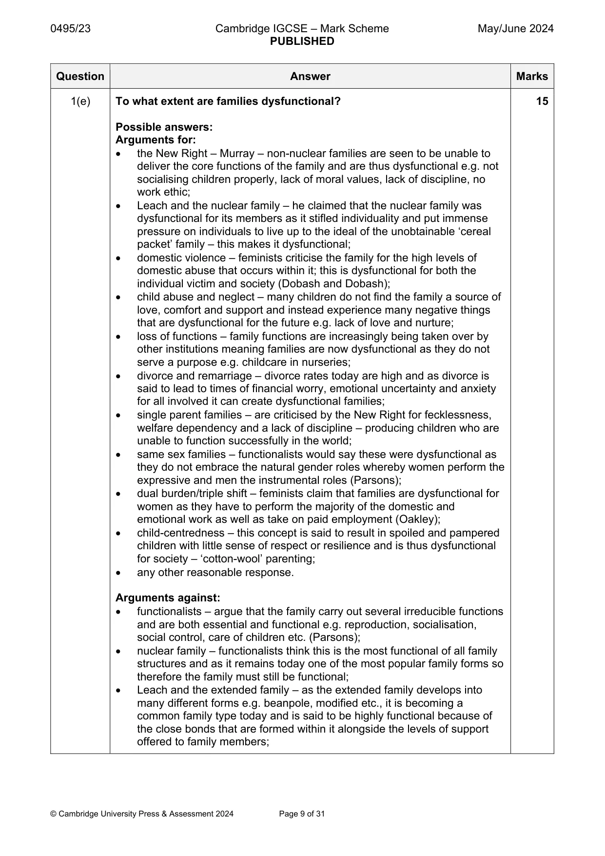 Mark scheme, page 9 of 31