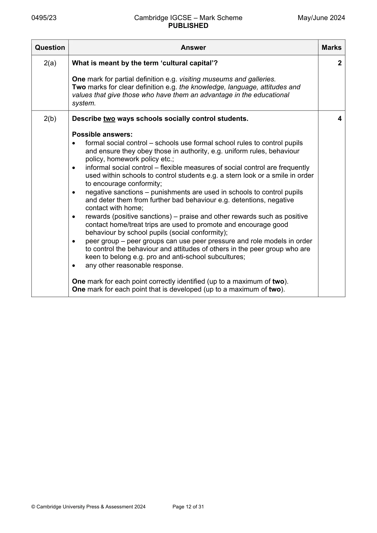 Mark scheme, page 12 of 31