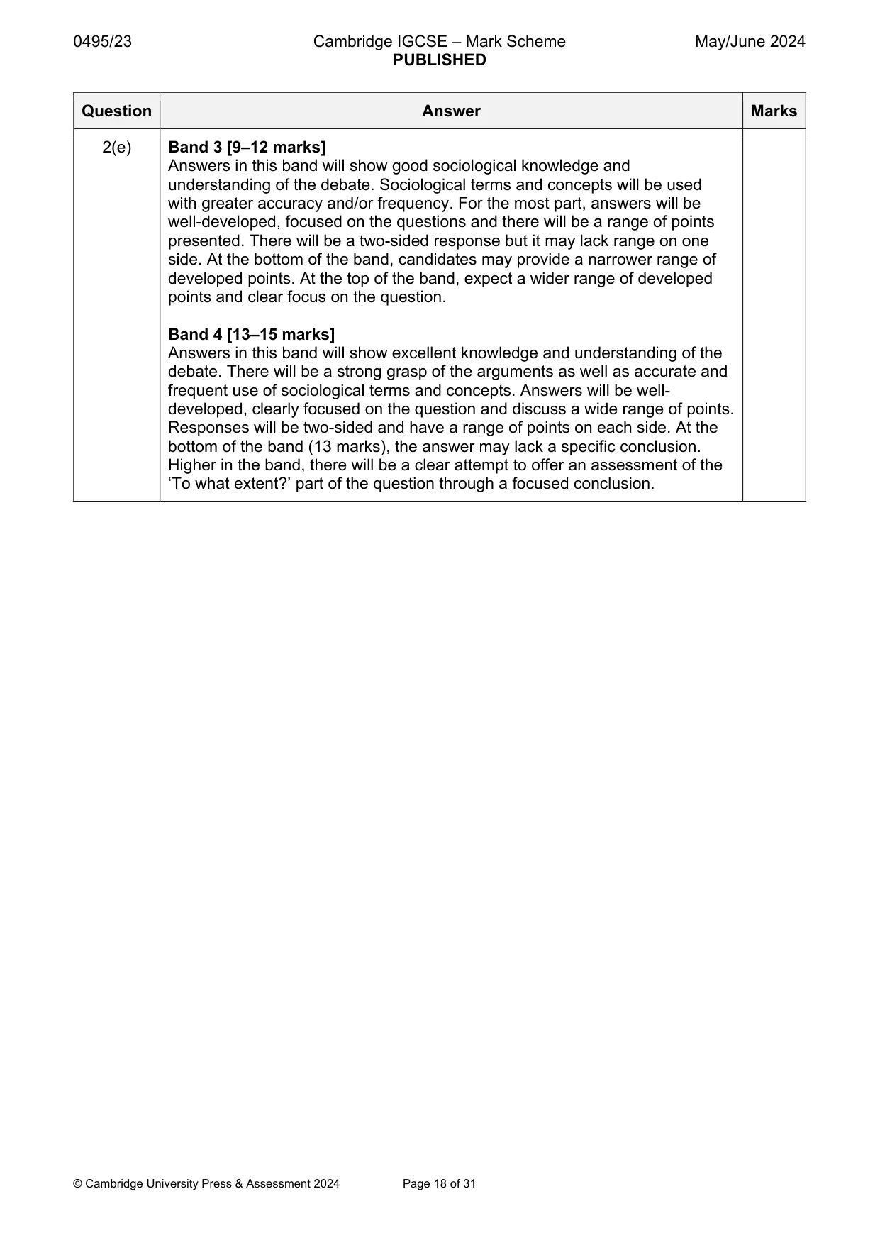 Mark scheme, page 18 of 31