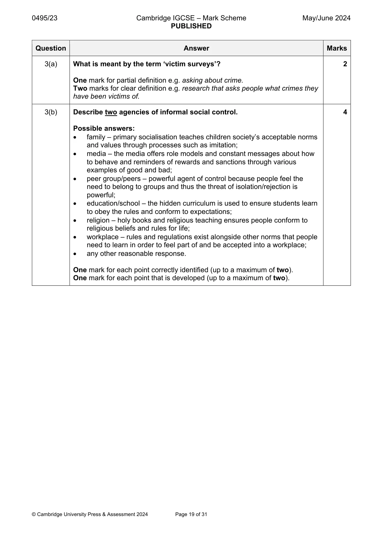 Mark scheme, page 19 of 31