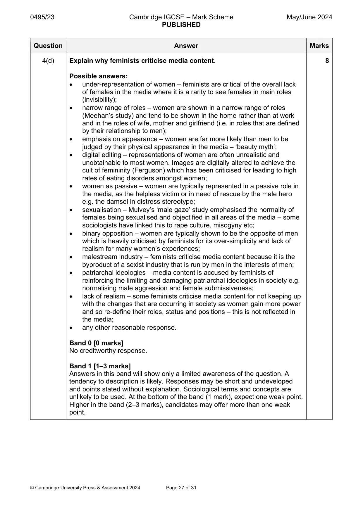 Mark scheme, page 27 of 31