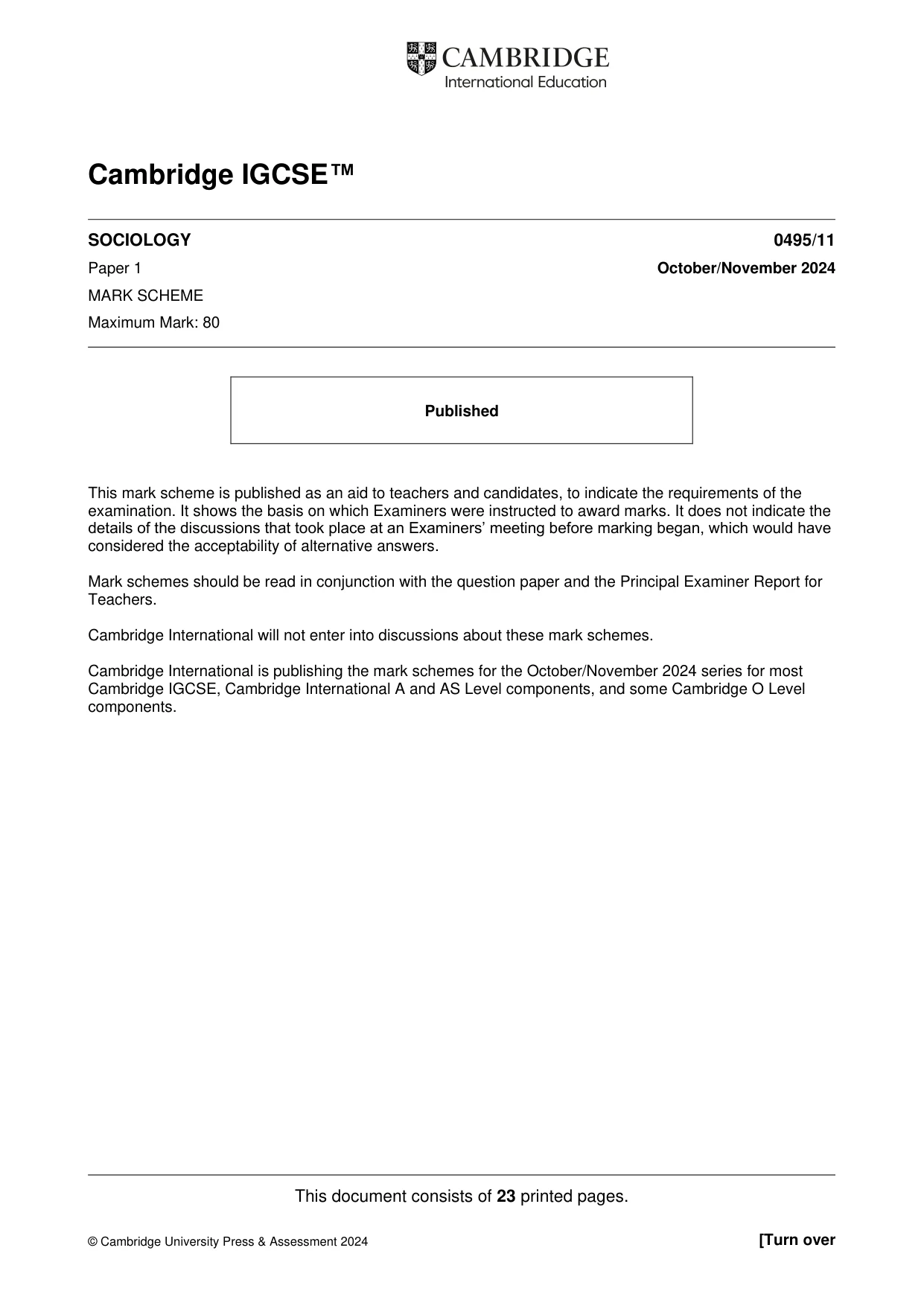 Mark scheme, page 1 of 23