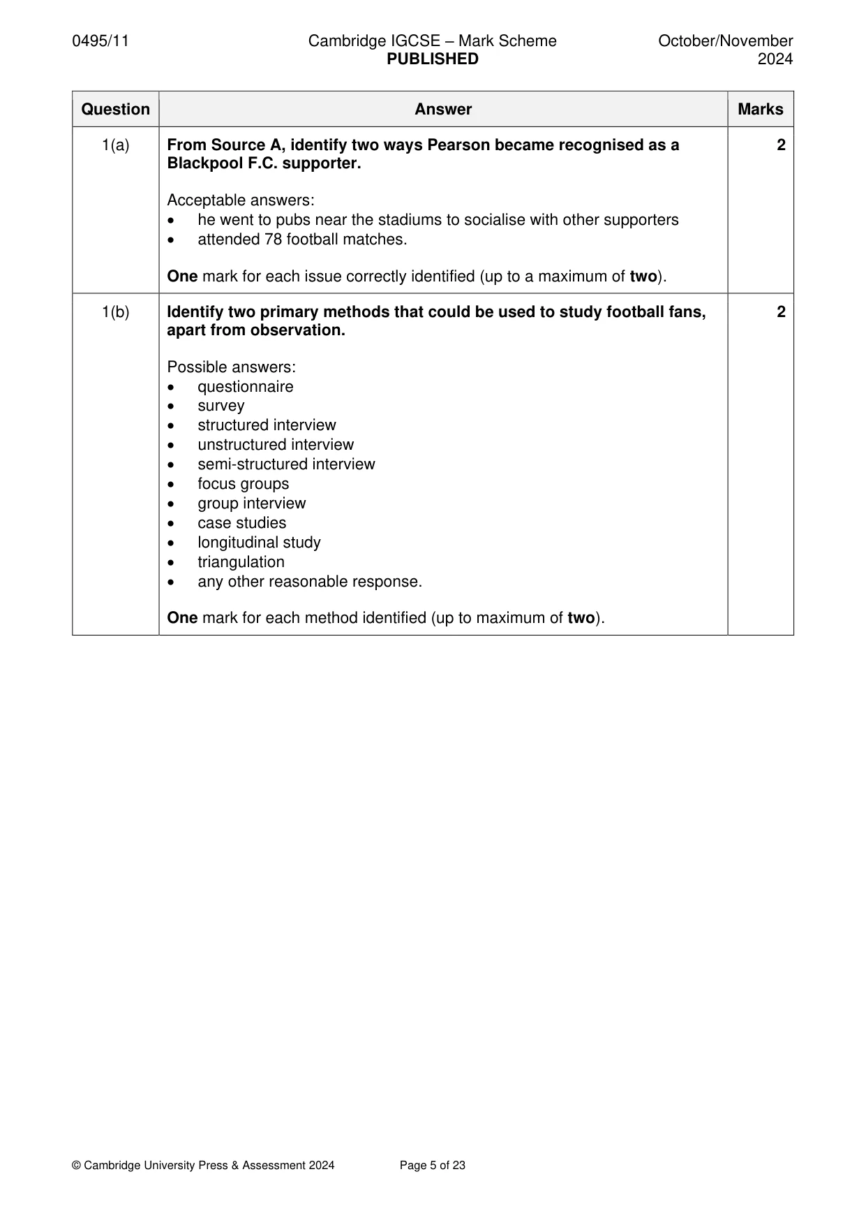 Mark scheme, page 5 of 23