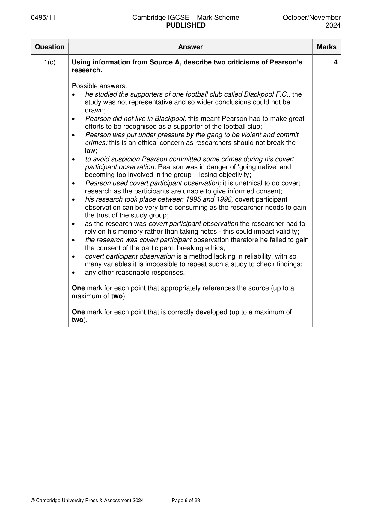 Mark scheme, page 6 of 23
