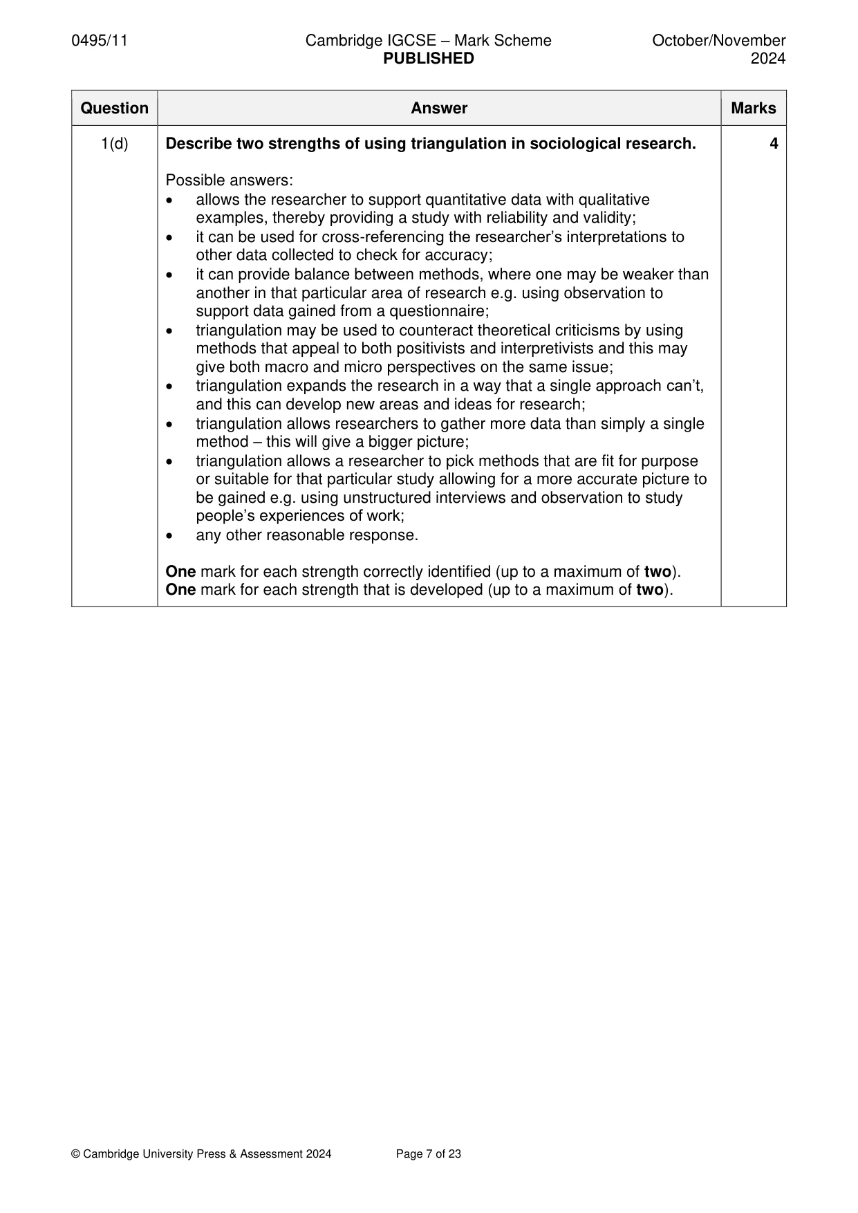 Mark scheme, page 7 of 23