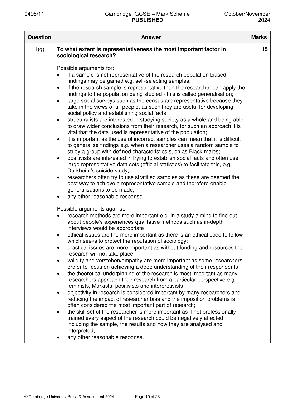 Mark scheme, page 10 of 23