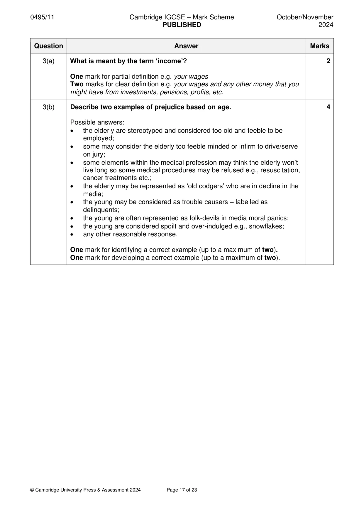 Mark scheme, page 17 of 23