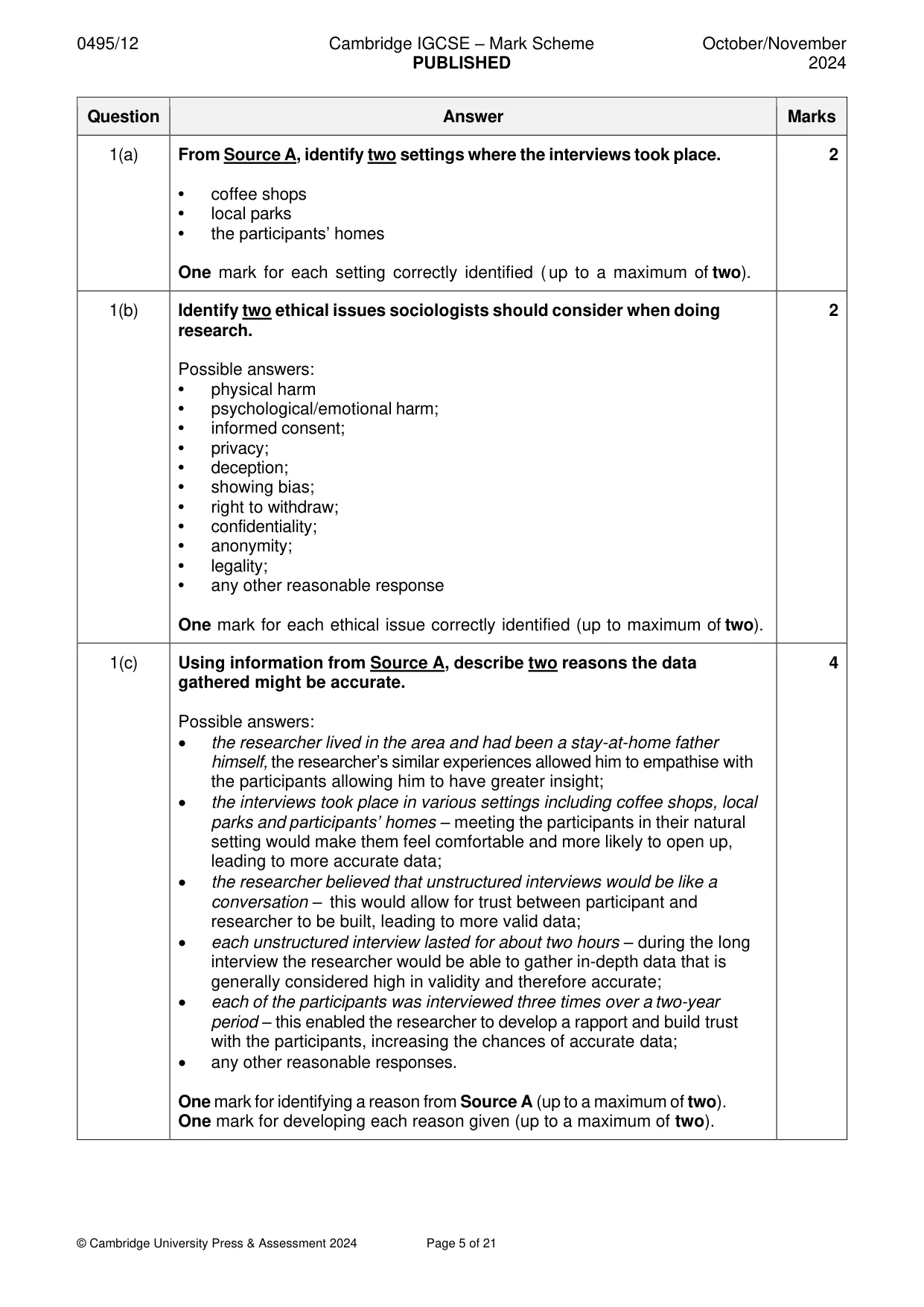 Mark scheme, page 5 of 21