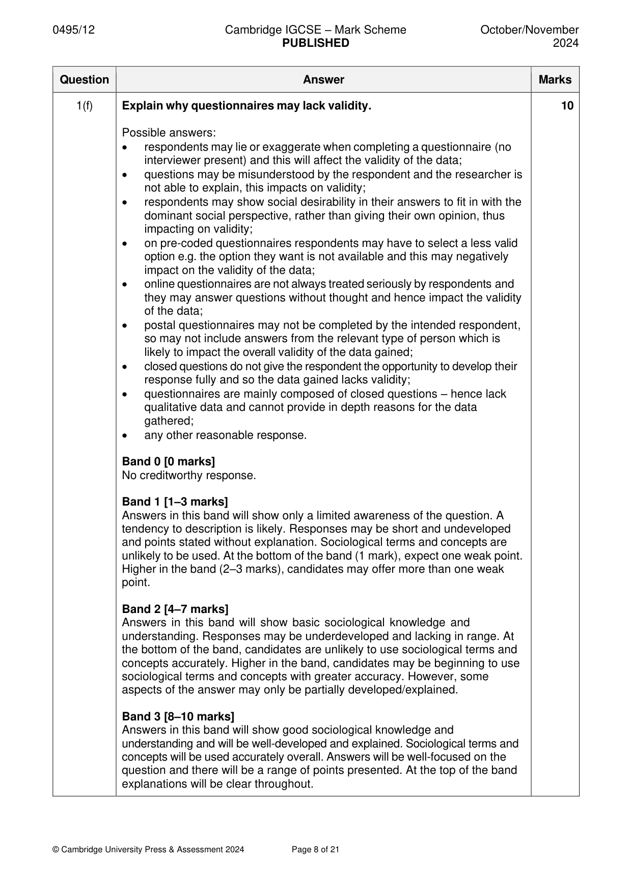 Mark scheme, page 8 of 21