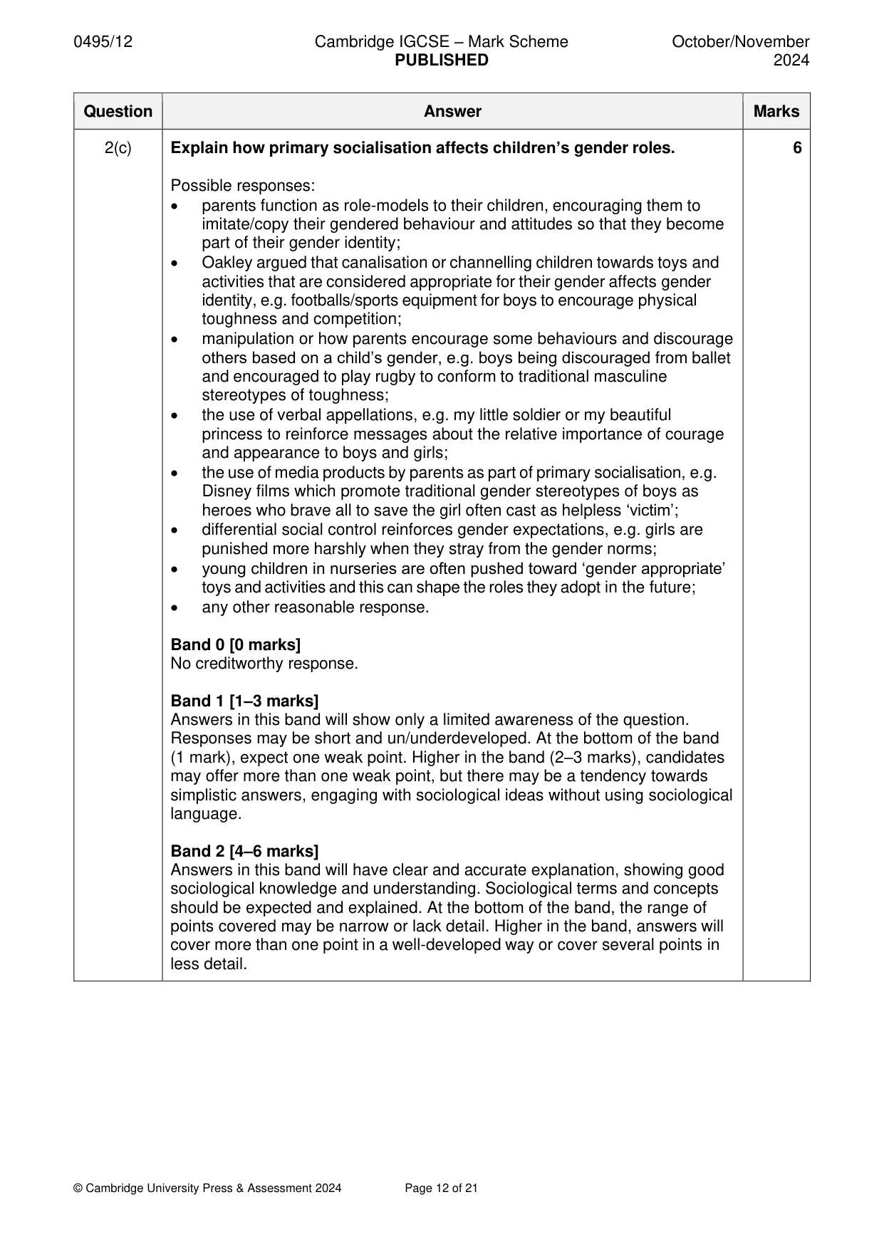 Mark scheme, page 12 of 21