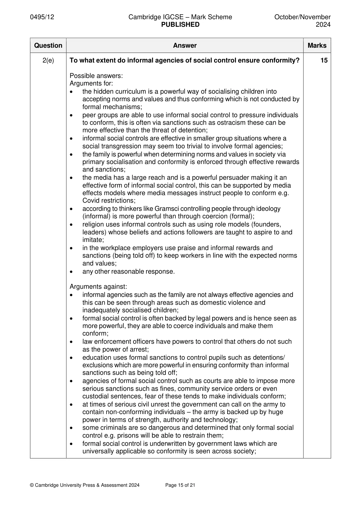 Mark scheme, page 15 of 21