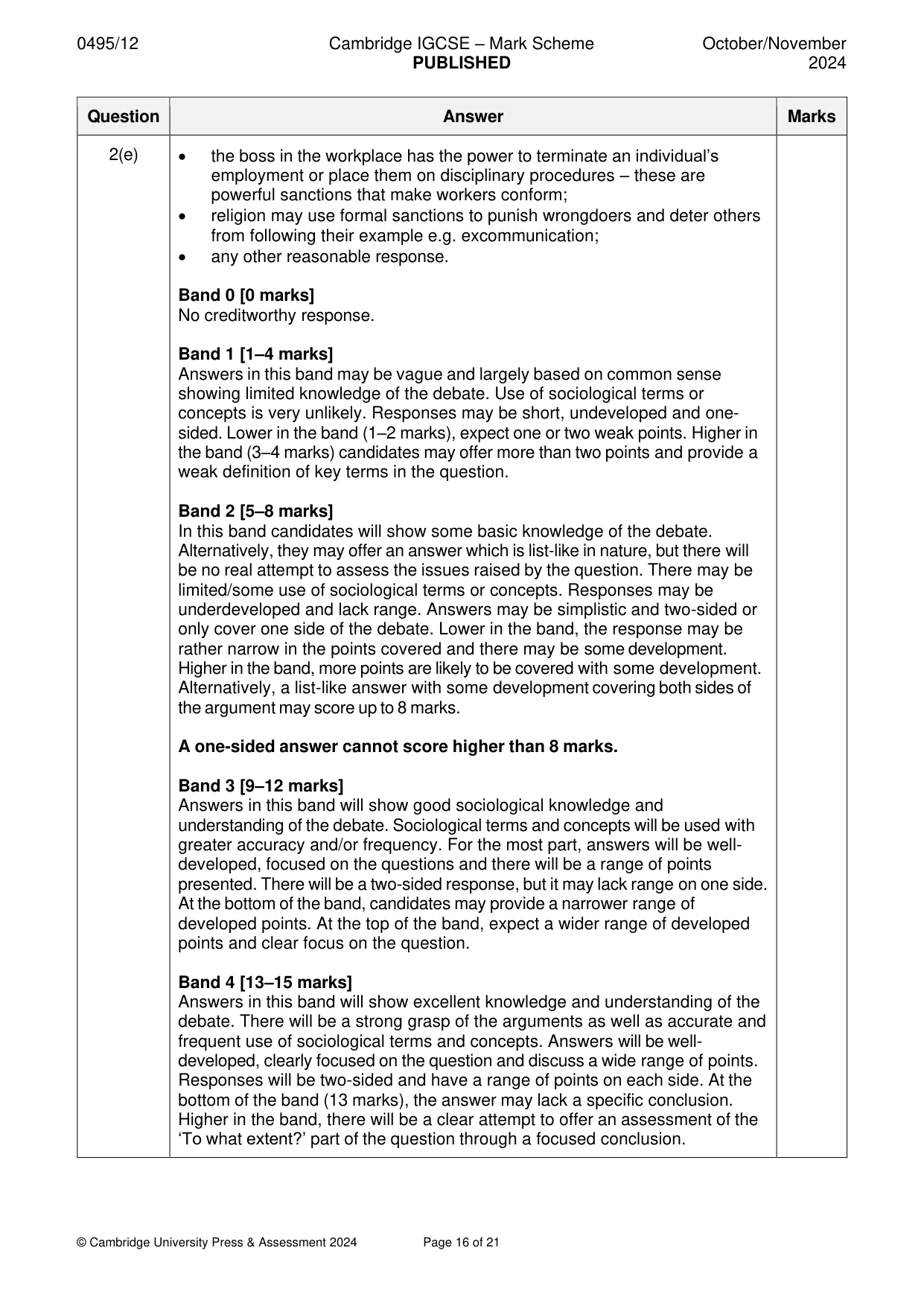 Mark scheme, page 16 of 21