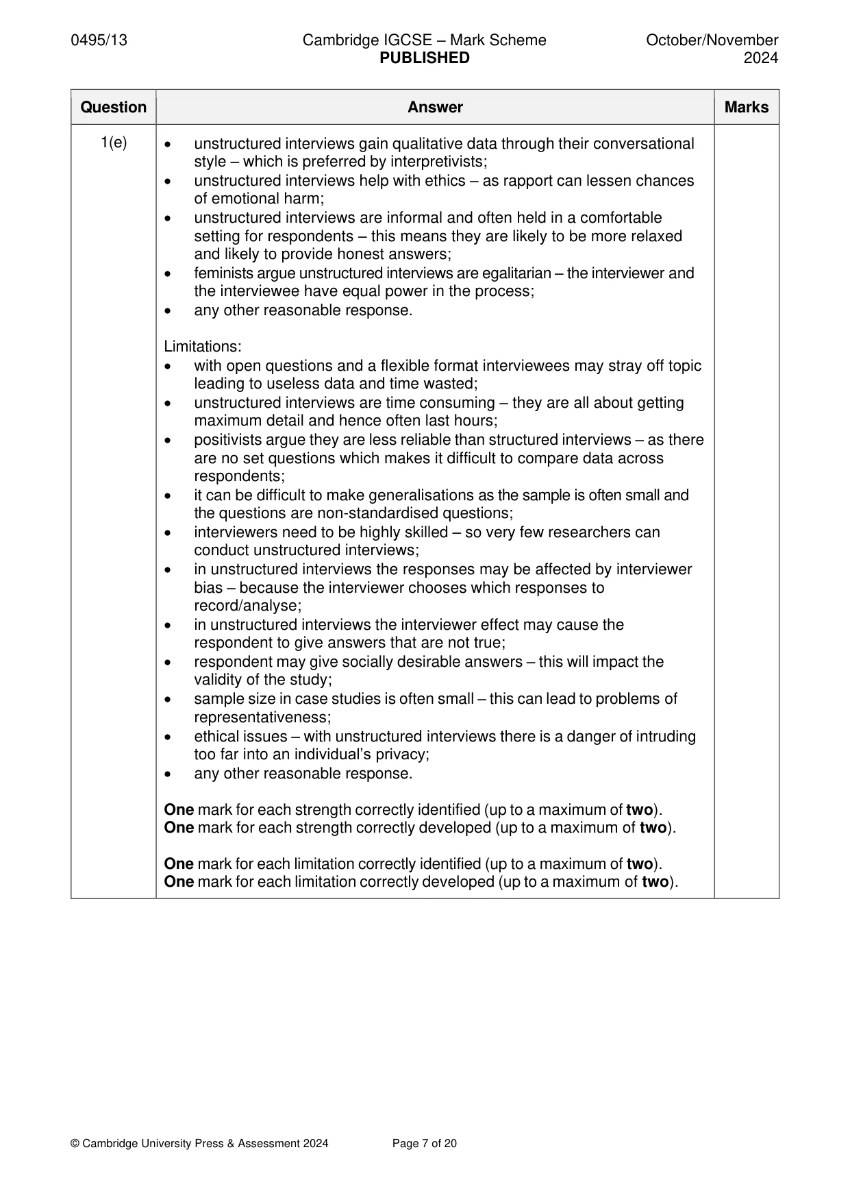 Mark scheme, page 7 of 20