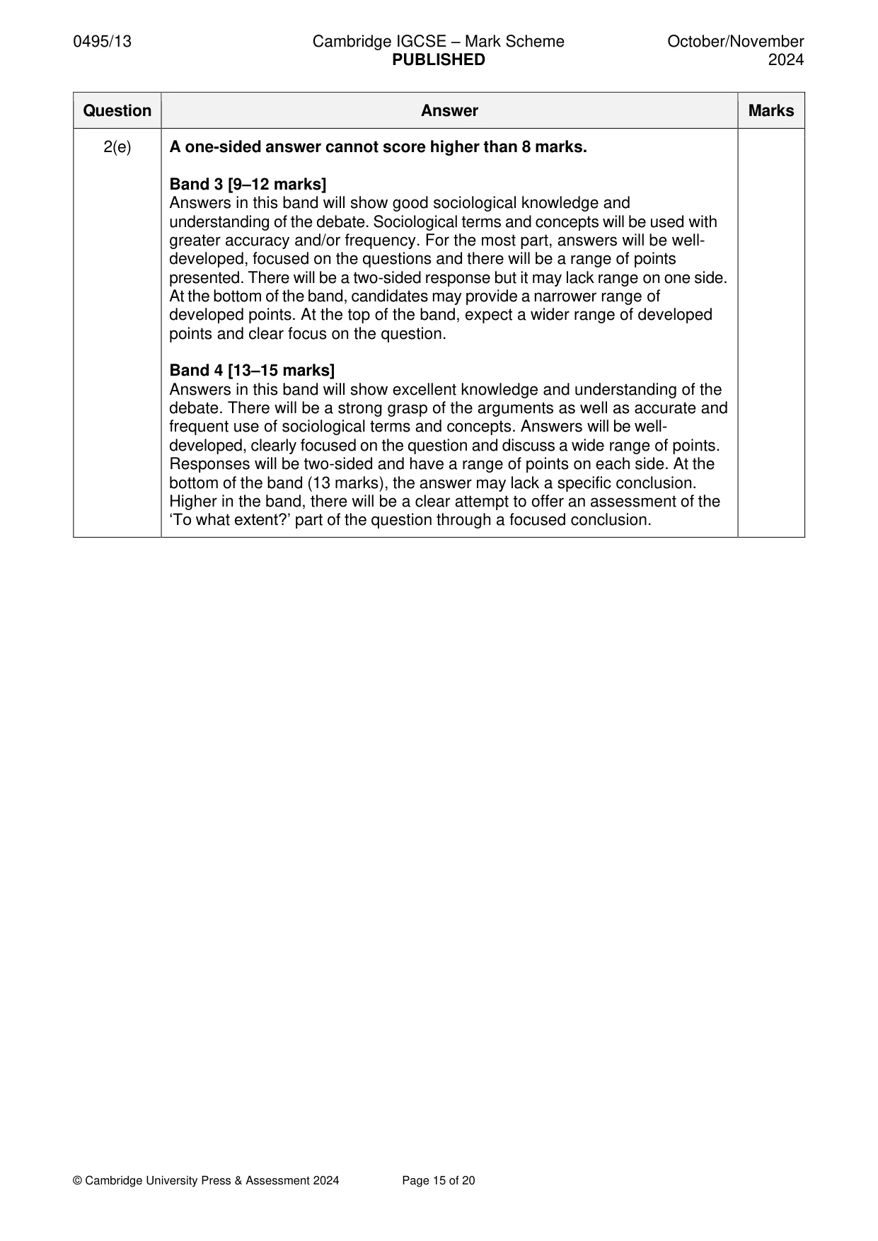 Mark scheme, page 15 of 20