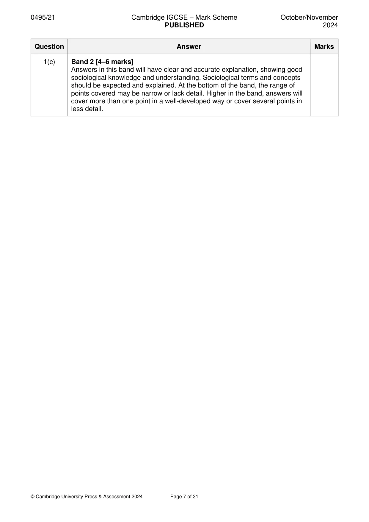 Mark scheme, page 7 of 31