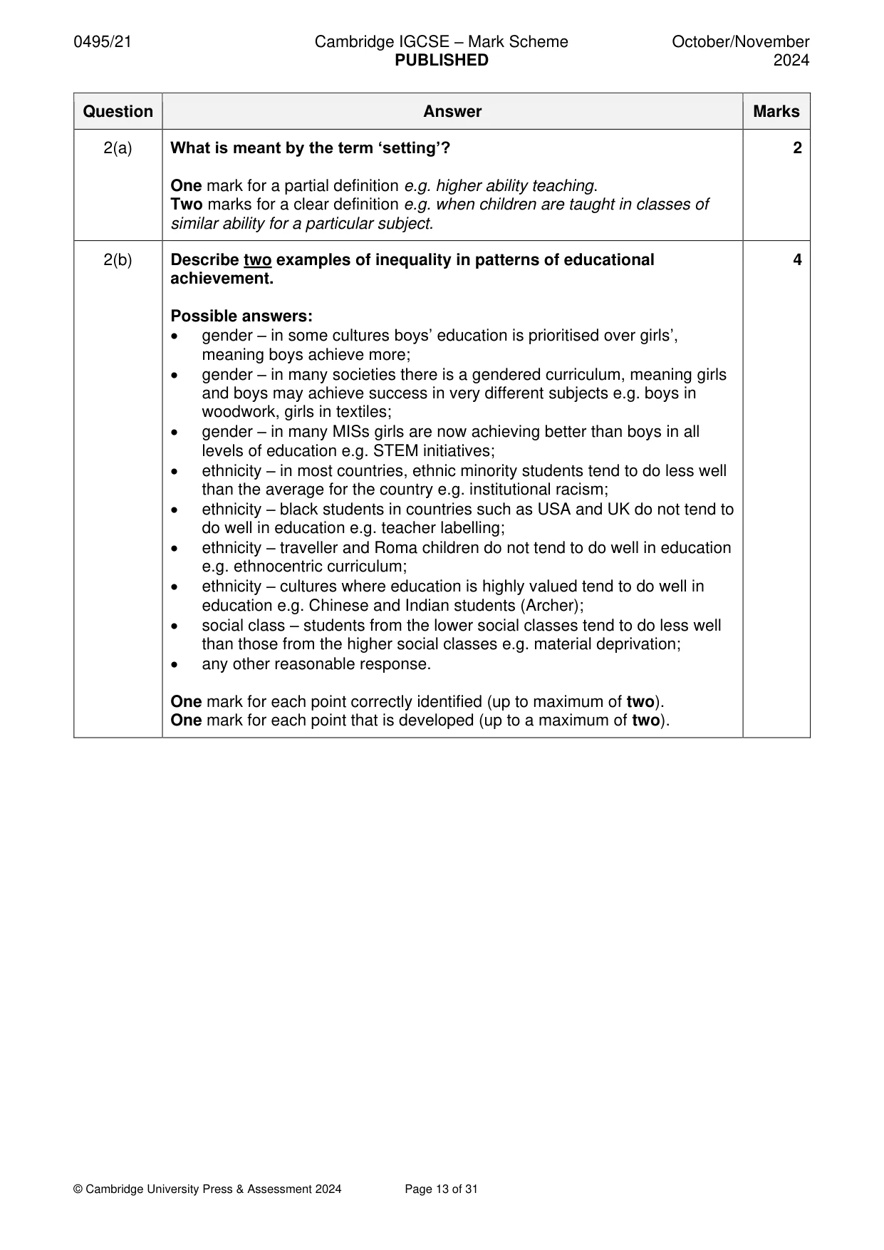 Mark scheme, page 13 of 31