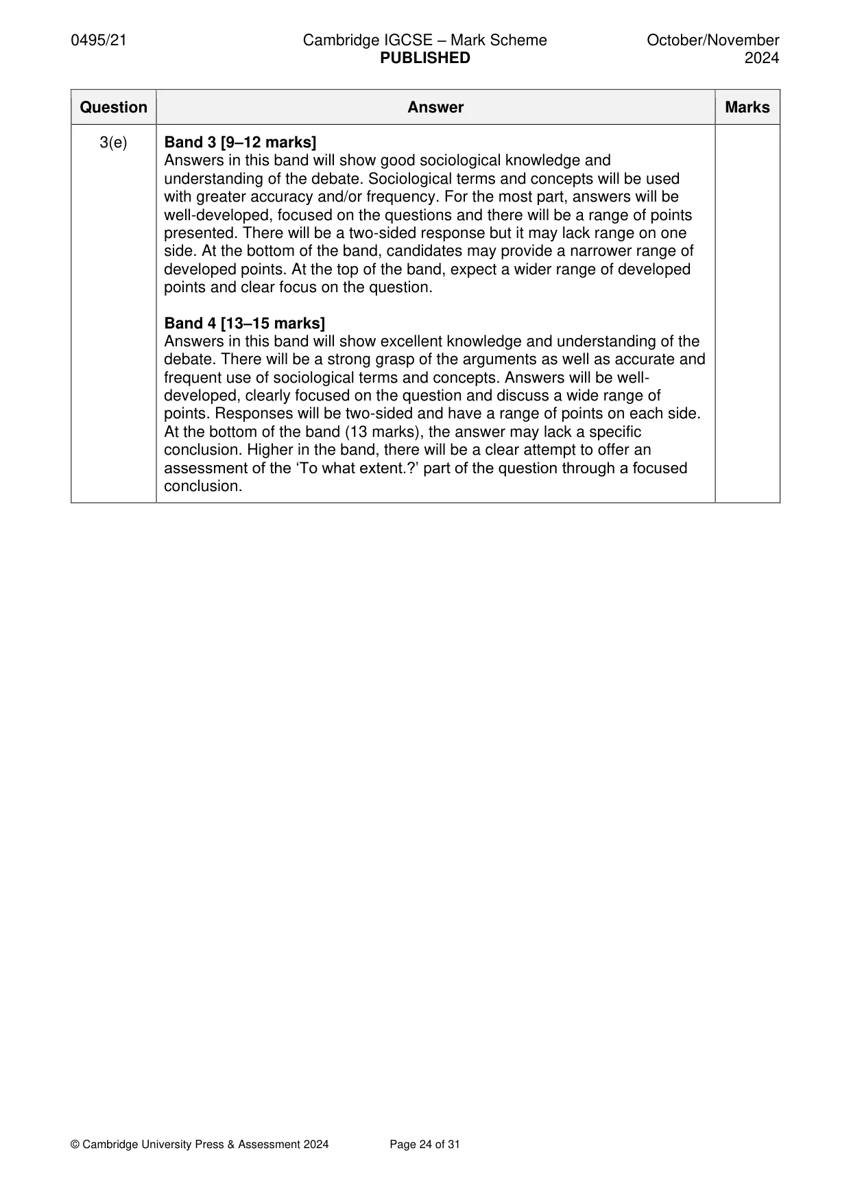 Mark scheme, page 24 of 31